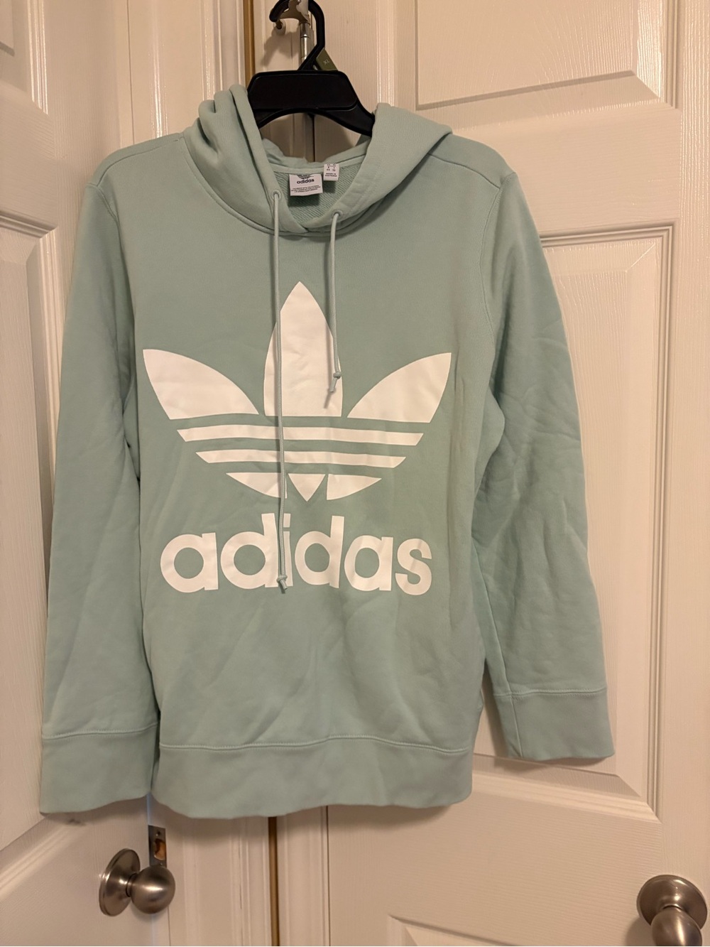 adidas Women's Trefoil Hoodie in Mint Green with White Logo